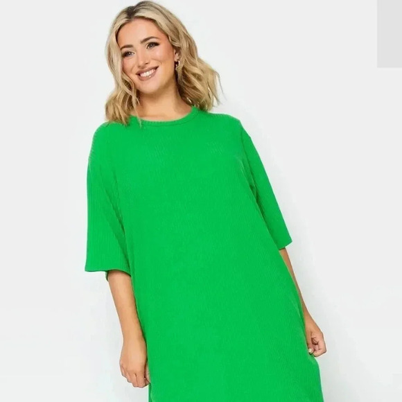 Yours | Plus Size Green Ribbed T-Shirt Dress Stretch Fabric - New with Tag! - Picture 4 of 15